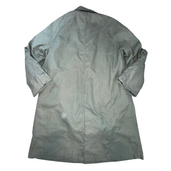 Vtg MCM London Fog Maincoats Lined Alpaca Mohair Trench Green Houndstooth 38 Reg - Picture 2 of 7